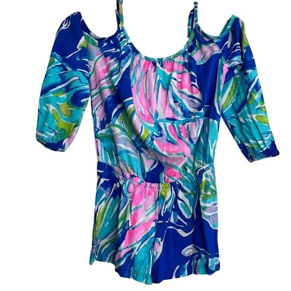 Lilly Pulitzer Girls Cold Shoulder Vibrant Lightweight Candice Romper Size 4-5Y - Picture 1 of 6